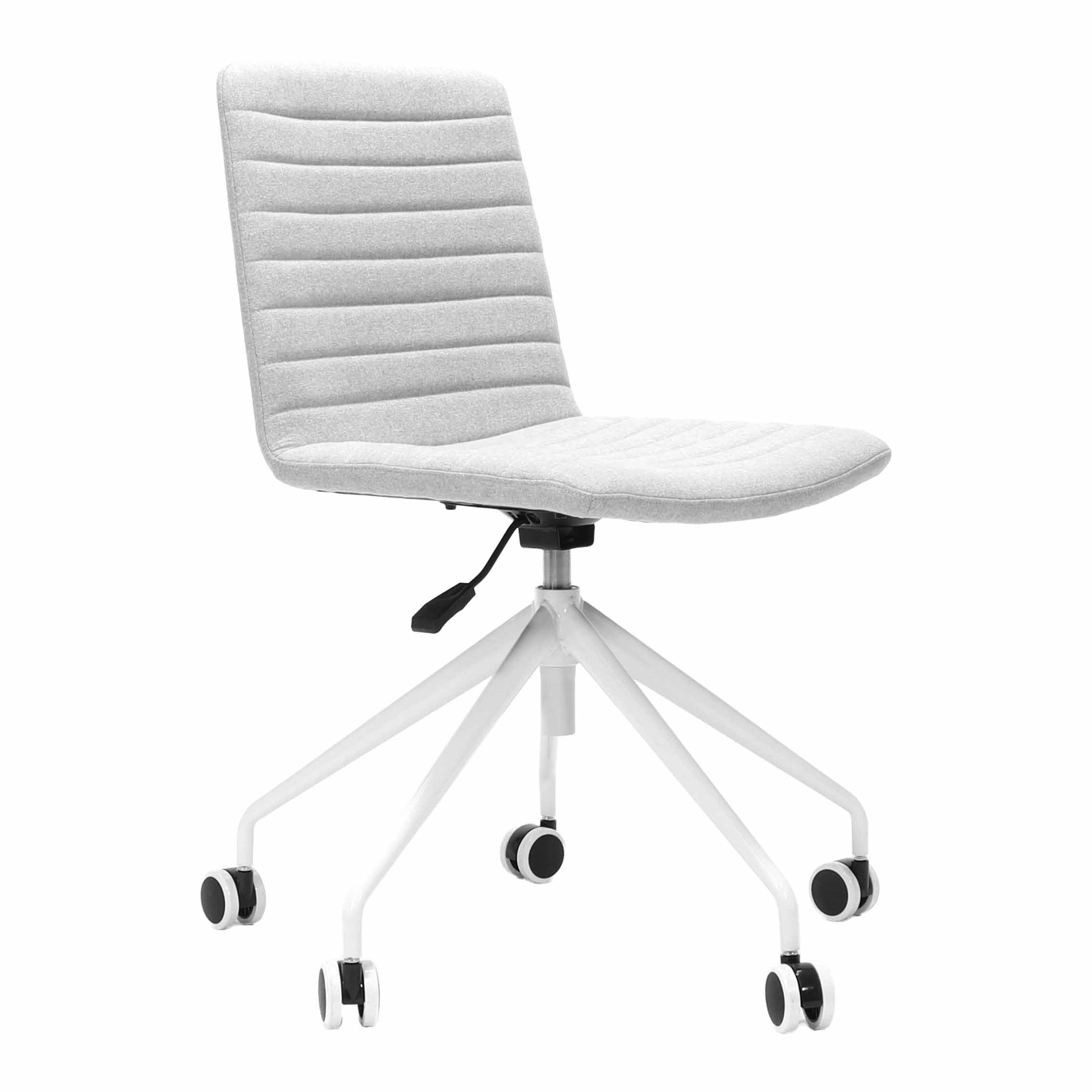 Pixel 5 Star Swivel Chair - No arms - Light Grey Fabric - White Base